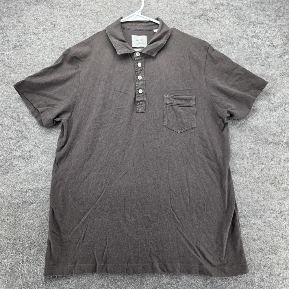Billy Reid Polo Shirt Mens Large Brown Standard Fit Pocket Short Sleeve